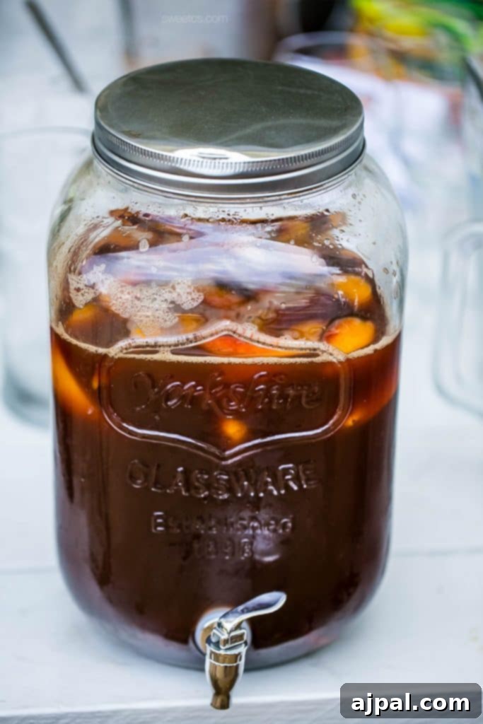 DIY Flatbread Pizza Party My Culinary Adventure with Tiffani Theissen 18 A refreshing glass of peach iced tea made with Signature Farms peaches.