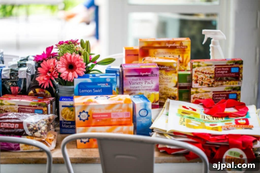 DIY Flatbread Pizza Party My Culinary Adventure with Tiffani Theissen 6 A display of new Signature line products from Albertsons and Safeway, featuring fresh foods and pantry staples.