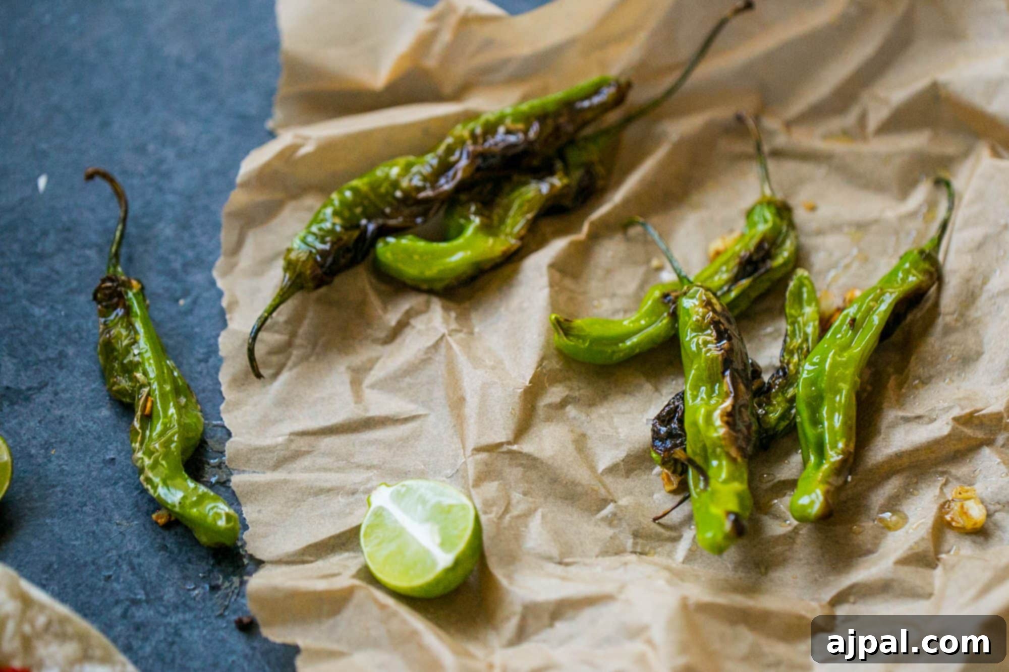 green peppers blackened