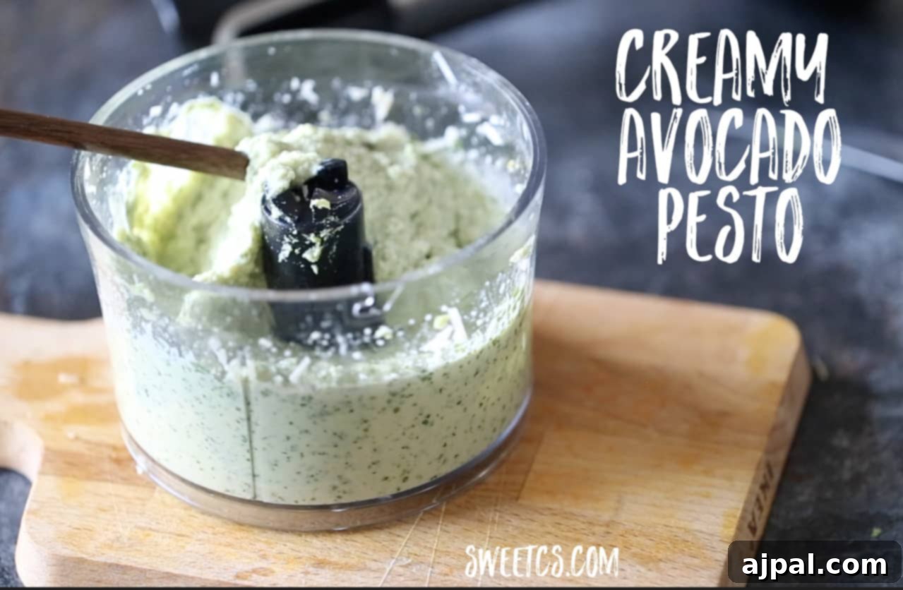 Yum- my favorite summer pesto! This creamy avocado pesto is SOOO good