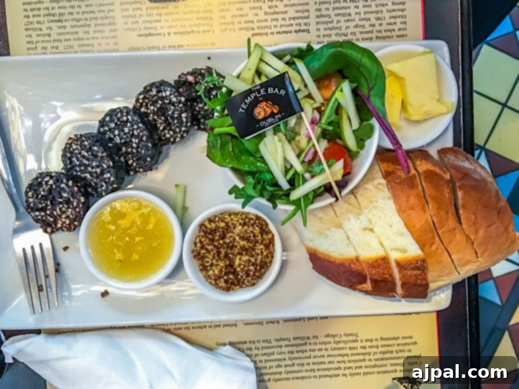 Black pudding at The Temple Bar, Ireland - Traditional Irish Breakfast