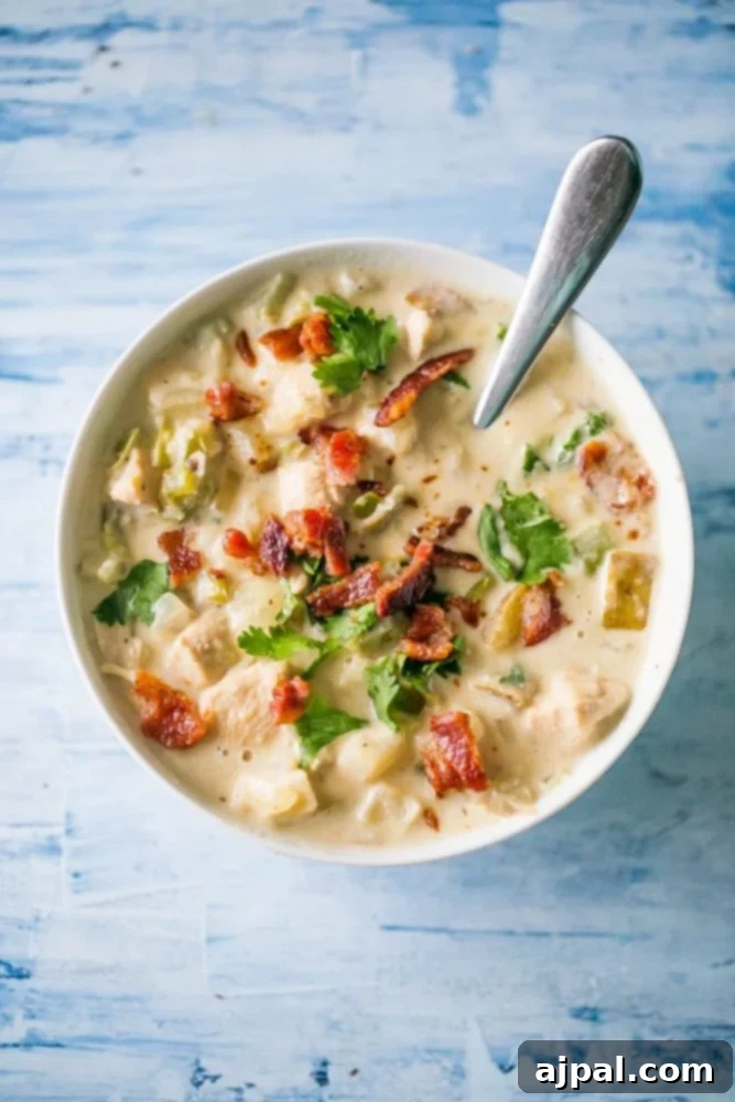 creamy soup with bacon, potatoes, and parsley
