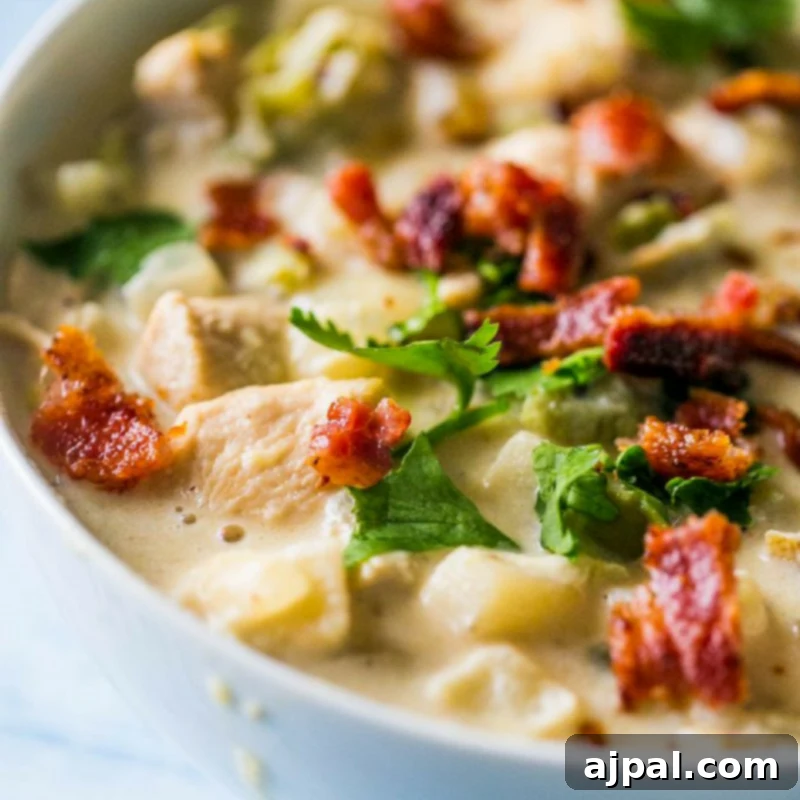 creamy soup with bacon, potatoes, and parsley