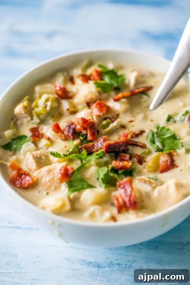 creamy soup with bacon, potatoes, and parsley