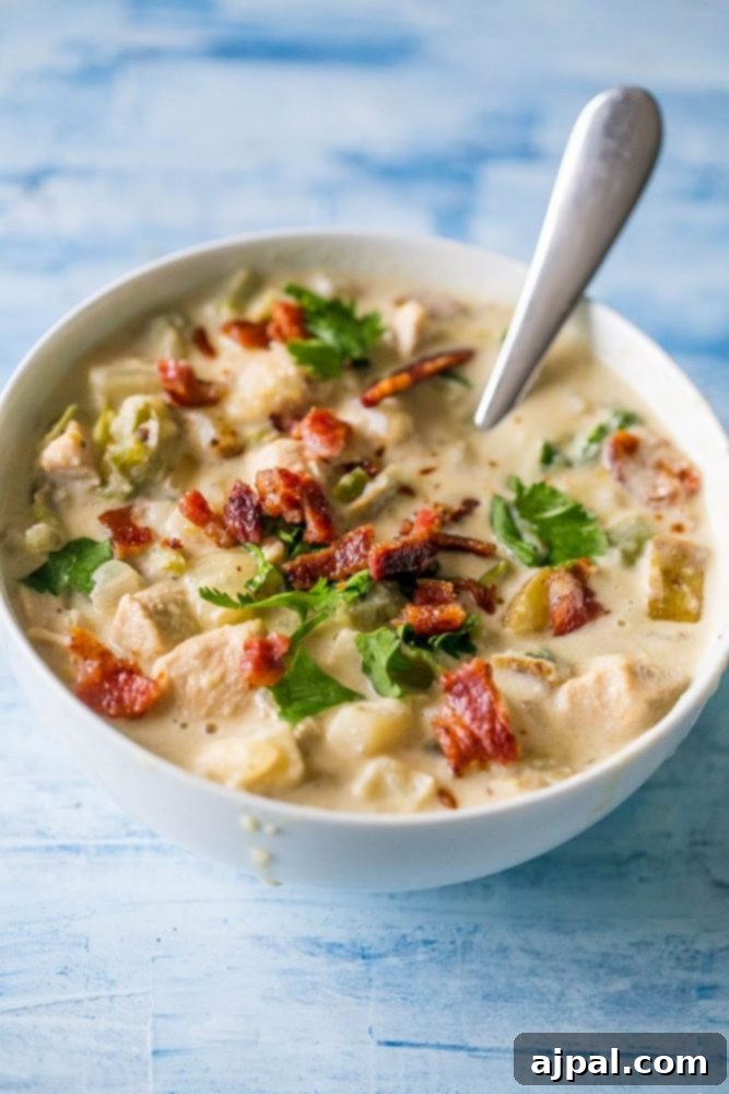 creamy soup with bacon, potatoes, and parsley