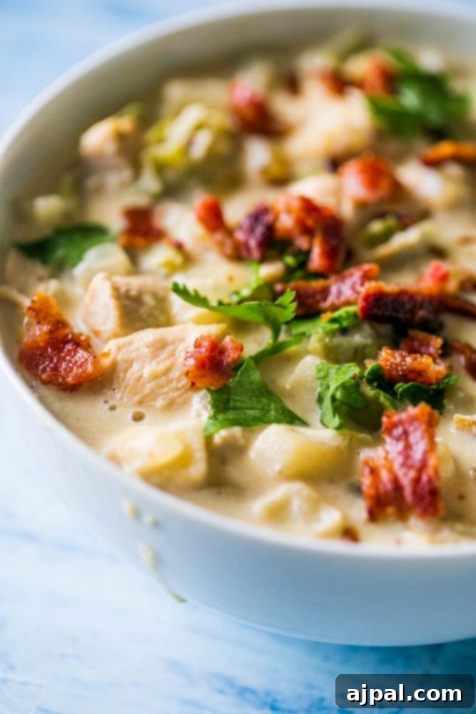 creamy soup with bacon, potatoes, and parsley