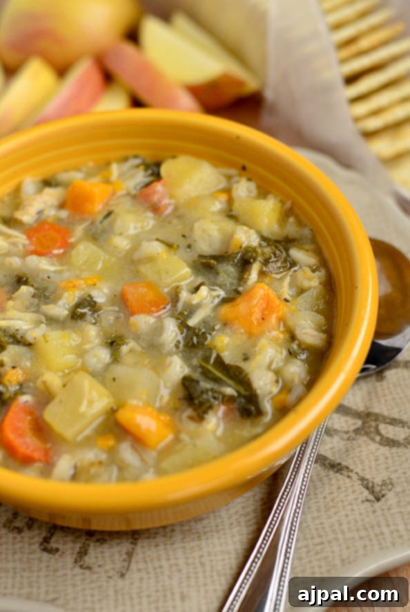 30 Cozy Slow Cooker Soups for Fall 4 Hearty Crockpot Chicken Barley Vegetable Stew, a wholesome and nutritious slow cooker meal