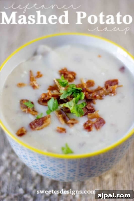 30 Cozy Slow Cooker Soups for Fall 16 Hearty Leftover Mashed Potato Soup with bacon and parsley, a delicious way to repurpose Thanksgiving leftovers