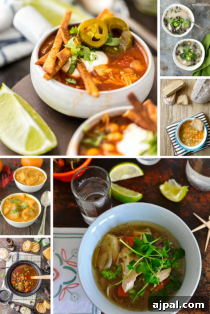 30 Cozy Slow Cooker Soups for Fall 27 A collage featuring various slow cooker soups, emphasizing ease and deliciousness for fall cooking
