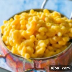 The Best Mac and Cheese Ever on a blue background.