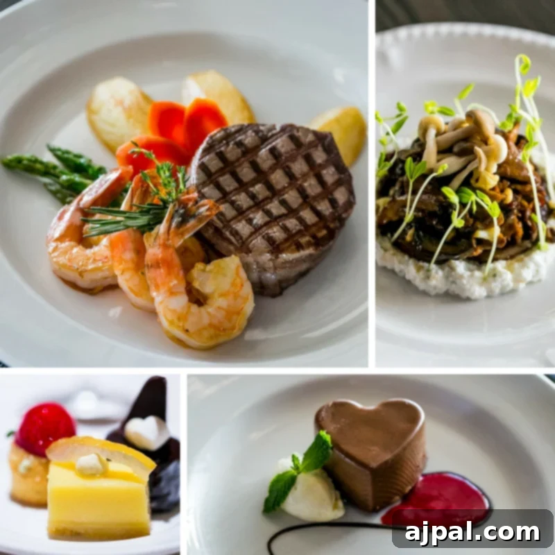 assortment of gourmet desserts and shrimp cocktail