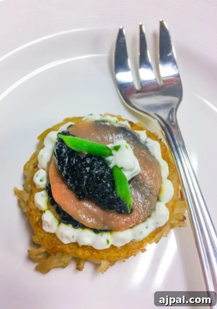 delicate potato cake with cream and fish