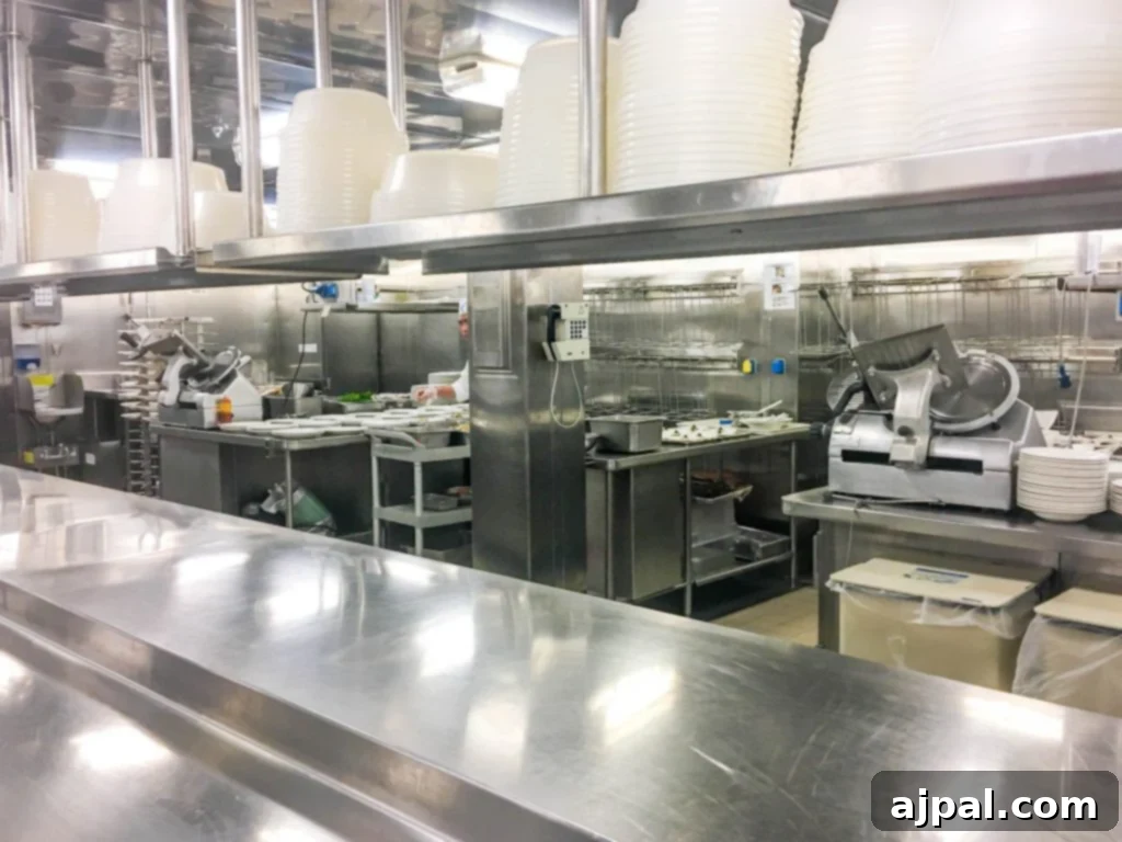 pristine industrial kitchen on the Ruby Princess