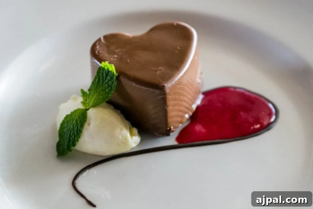 elegantly plated chocolate heart dessert
