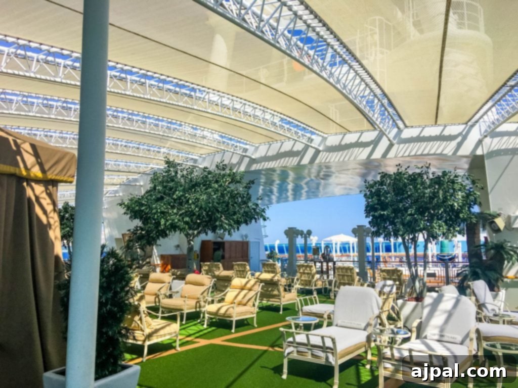serene outdoor deck area of The Sanctuary on Ruby Princess