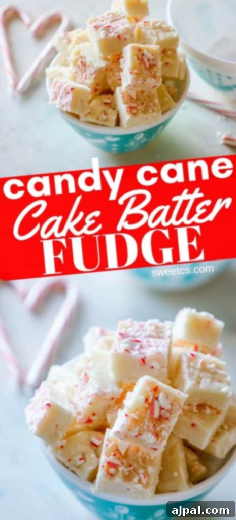 A beautifully presented bowl of candy cane fudge, mixed with cake batter, promising a delightful and simple dessert.