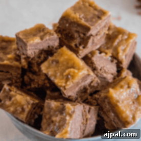 A bowl of chunky German Chocolate Fudge pieces, perfectly set and ready to be enjoyed.