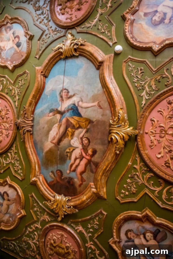 Ksiaz Castle Hotel 3 Ornate, painted ceiling within the grand halls of Ksiaz Castle.