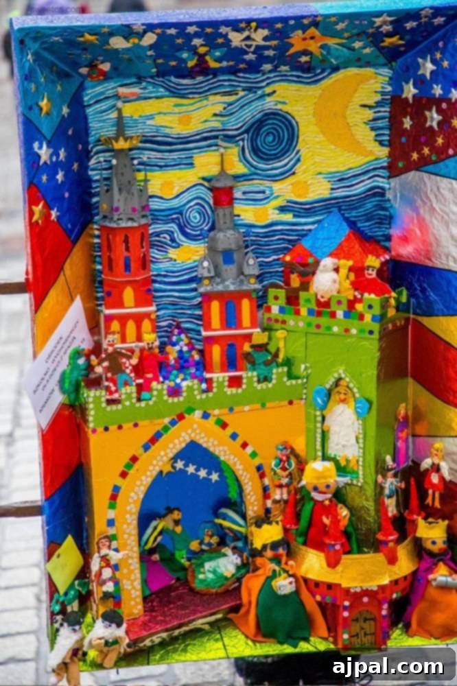 A toy castle atop a cardboard box, created for the Krakow Nativity Competition.