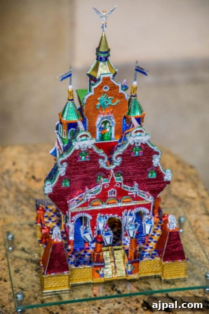 A church model is showcased at the Krakow Nativity Competition.