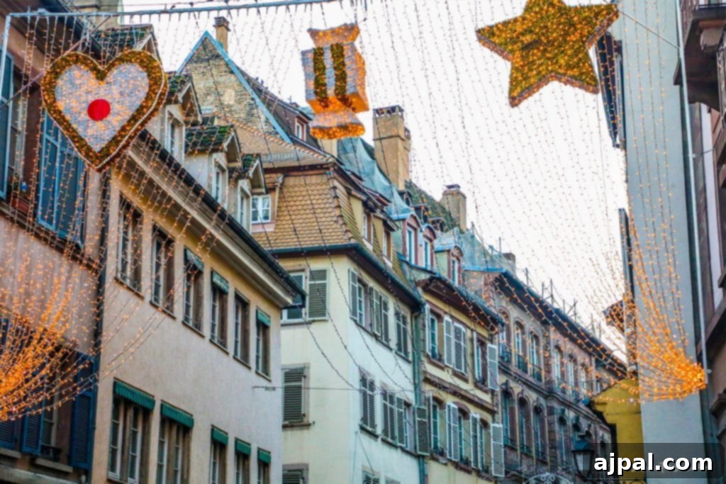 Alsace Choucroute Garnie Braised Pork and Sauerkraut 5 street in france decorated for christmas