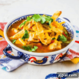 Chicken enchilada soup with a twist of Tortilla Soup.