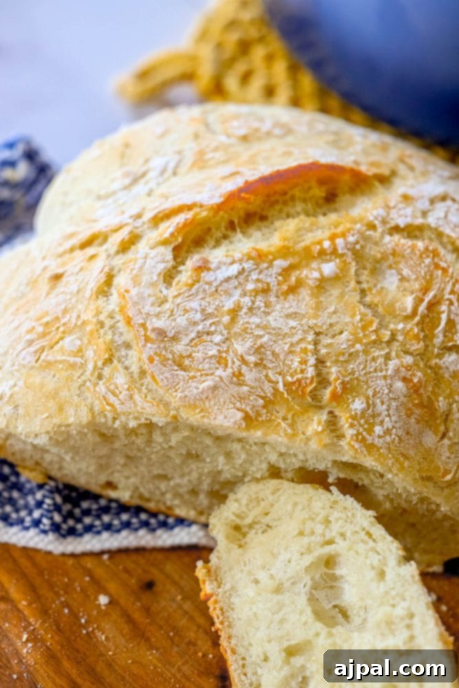 picture of no knead bread on a cutting board