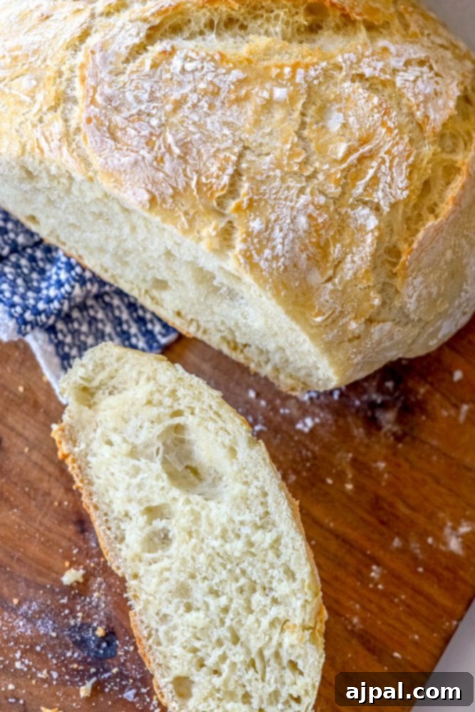picture of no knead bread on a cutting board