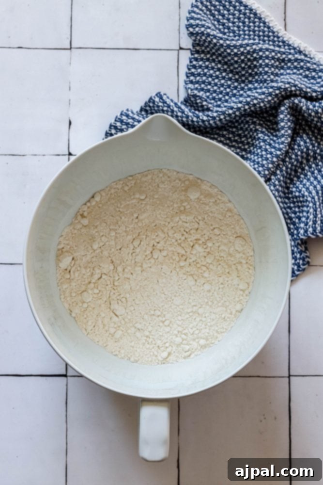 Effortless No-Knead Bread 7 Flour in a mixing bowl, ready for the bread-making process.
