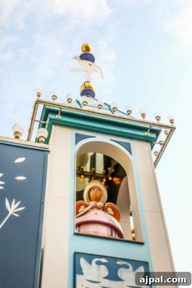 Tivoli Gardens Copenhagen Wonderland 18 An elegant clock tower, a prominent landmark within the beautiful Tivoli Gardens in Copenhagen.