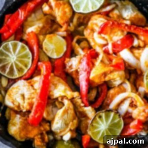 Skillet-cooked Chicken Fajitas with Onions.
