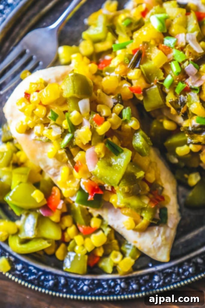 A serving of Baked Hawaiian Chicken, garnished with fresh peppers, ready to be enjoyed.
