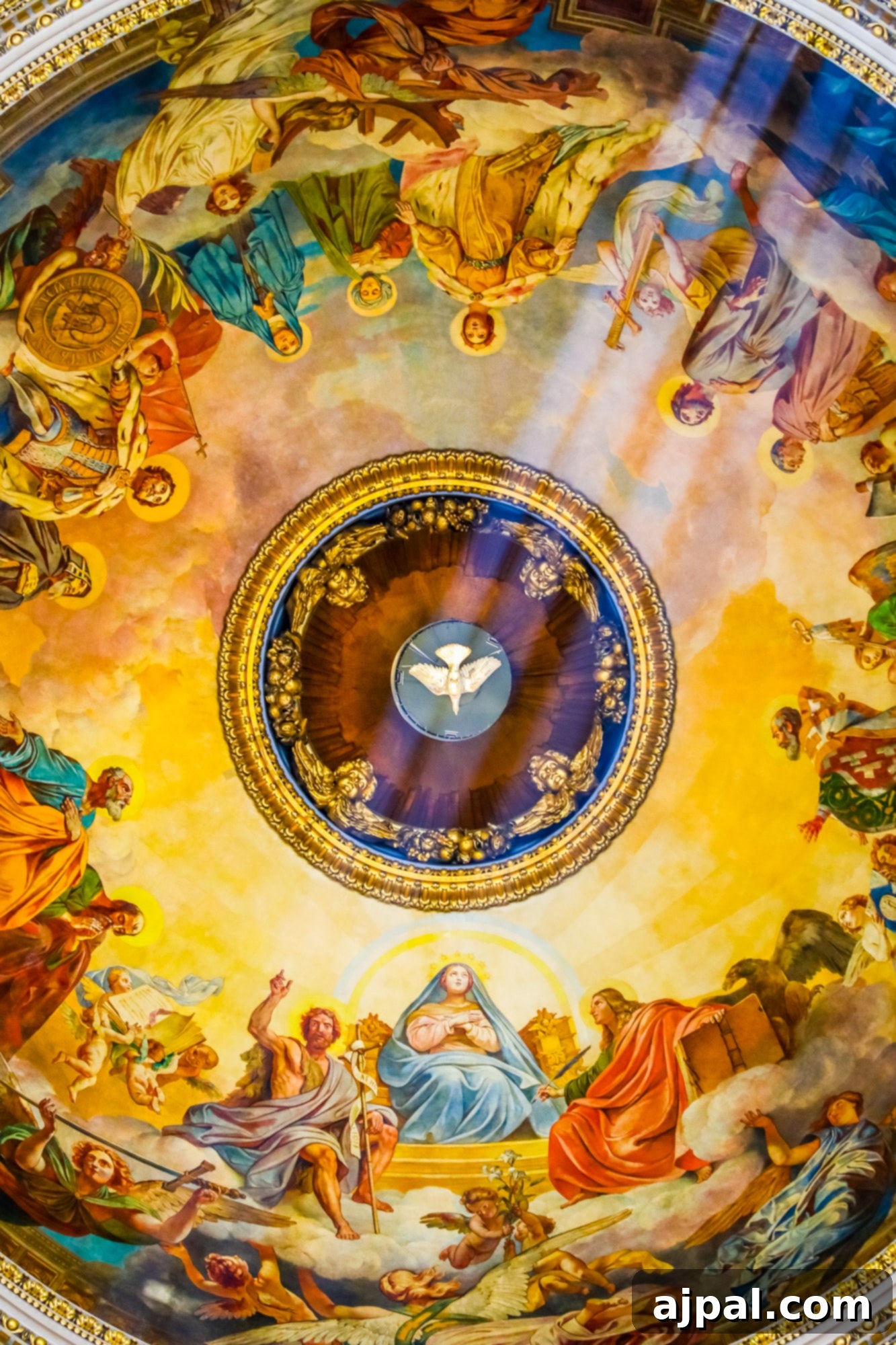 A stunning painting capturing the beauty of a church dome, a memorable sight during a Princess Cruises Russia Shore Excursion in Saint Petersburg.