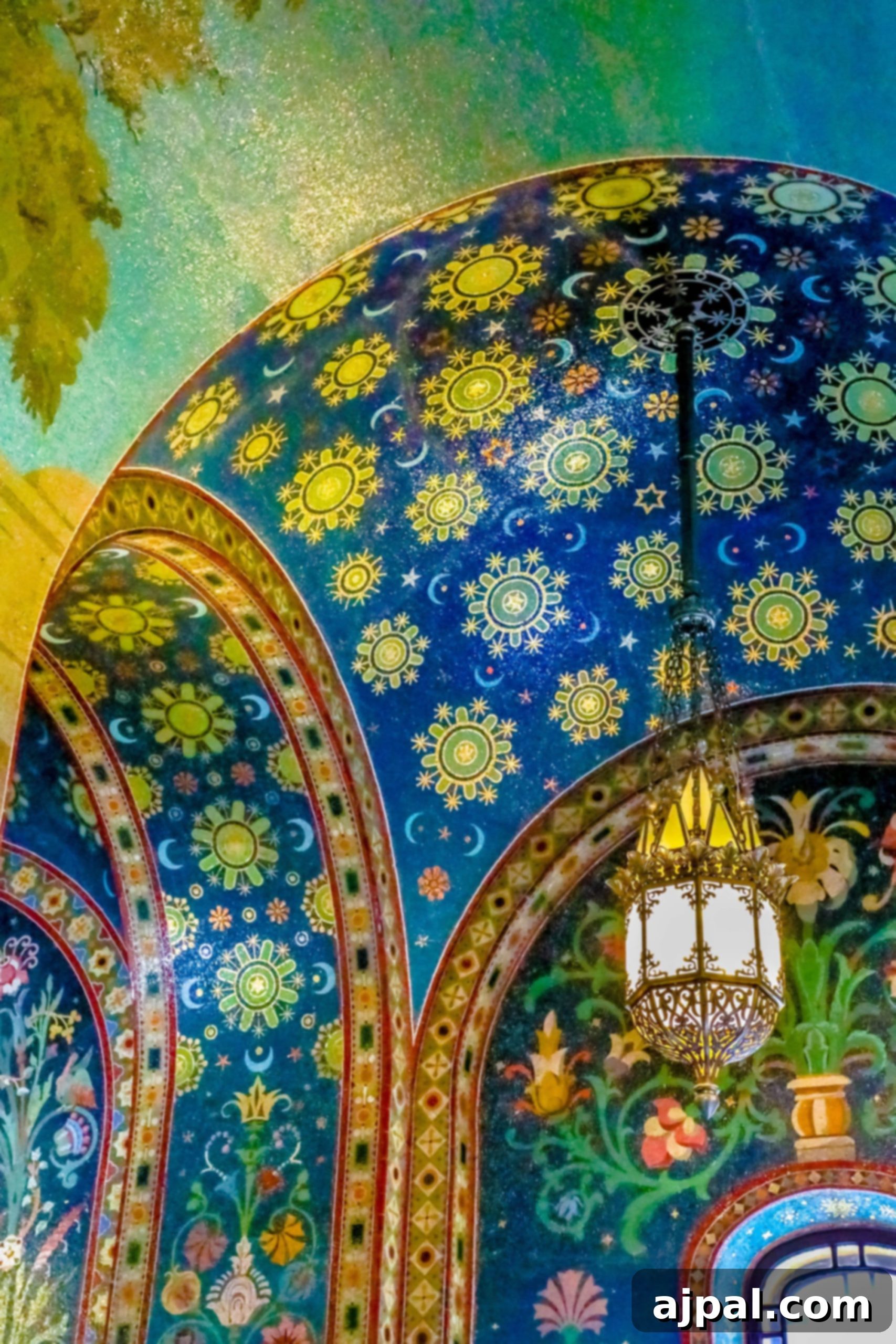 An intricately decorated ceiling within a historic church, part of a Princess Cruises Saint Petersburg shore excursion.