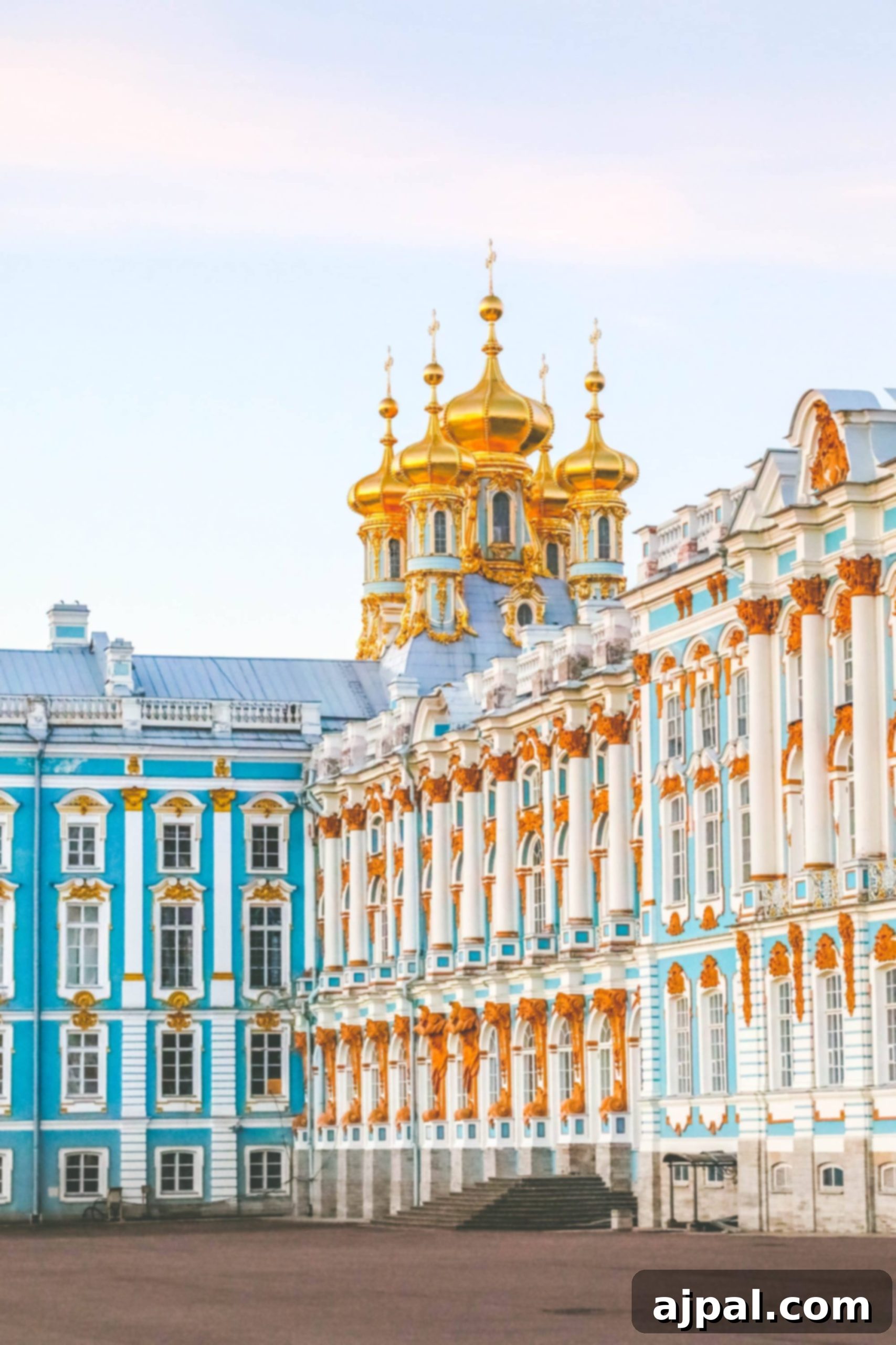 Catherine's Palace, an essential historical site near Saint Petersburg, Russia, offering a glimpse into imperial grandeur.