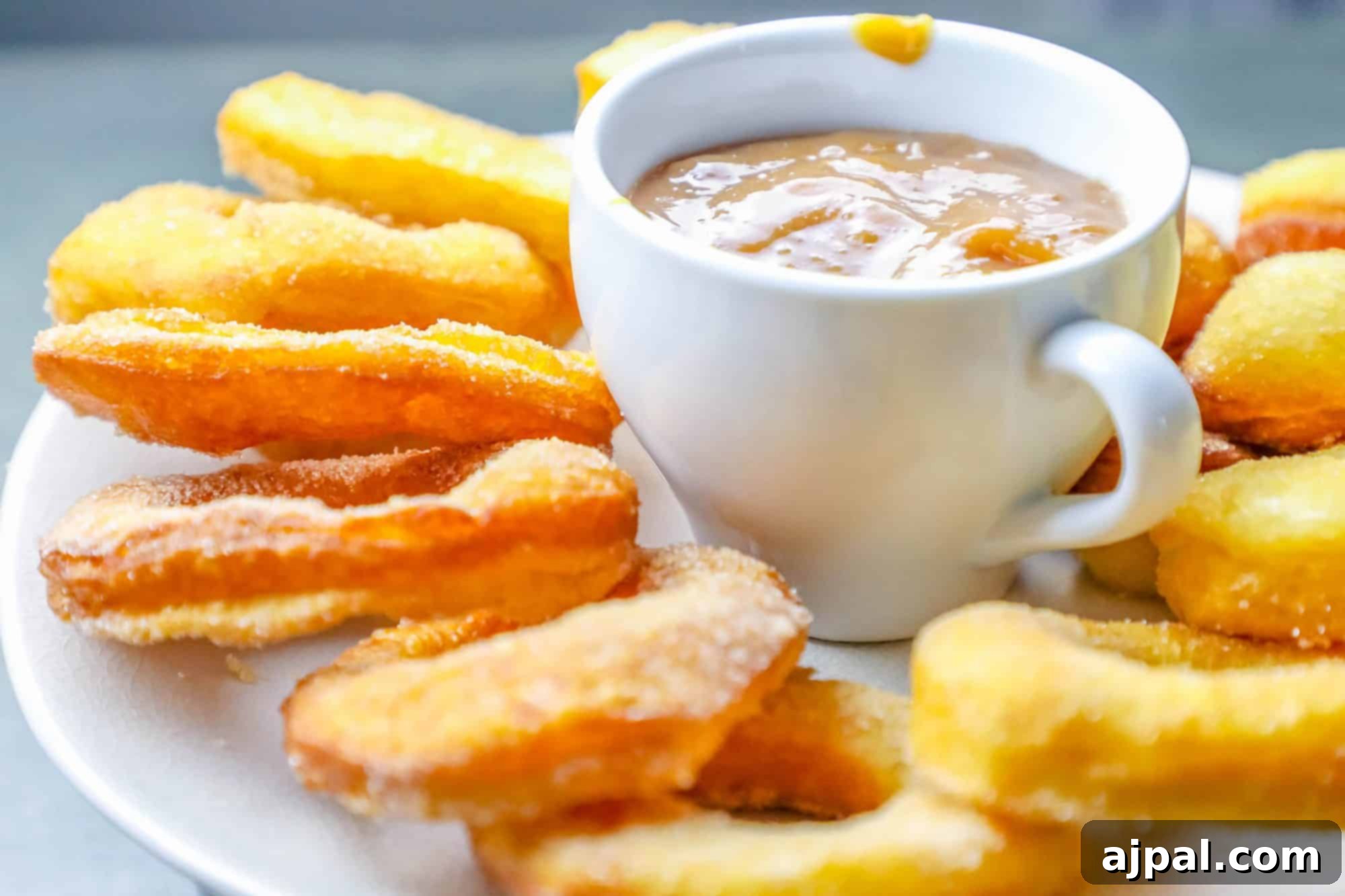 A perfectly composed shot of golden-brown mulling spiced donuts and donut holes, neatly arranged on a pristine white plate, promising a delightful treat.