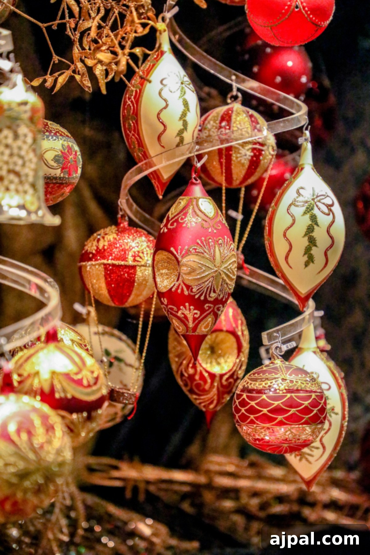 Top 10 Reasons to Explore a Christmas Market 10 A stall at the Vienna Christmas Market displaying a variety of traditional German Christmas ornaments for sale, reflecting intricate craftsmanship.