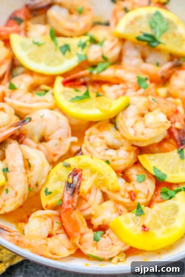 Sizzling Lemon Garlic Shrimp 6 The best lemon garlic shrimp recipe, ready in under 15 minutes, served in a skillet.