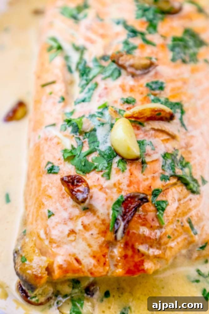 whiskey glazed salmon with garlic and parsley