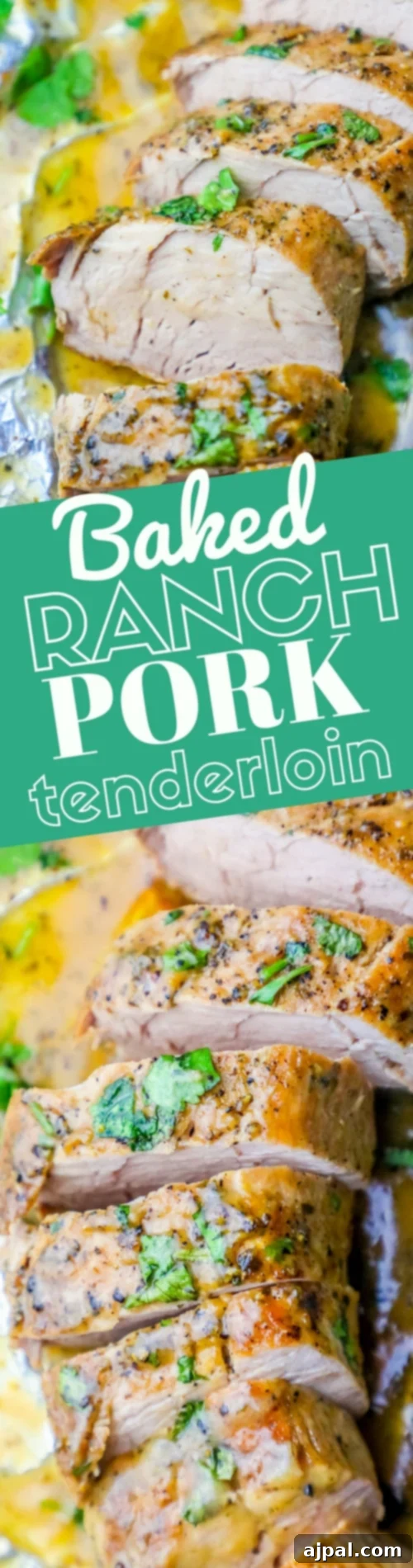 Simple Baked Ranch Pork Tenderloin with Gravy 8 Sliced baked ranch pork tenderloin on foil pack recipe picture.
