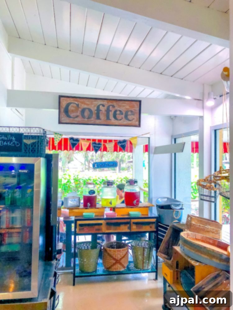 Savor Sanibel: A Culinary Journey 4 A coffee shop showcasing an extensive array of delectable food options in Sanibel Island, Florida.