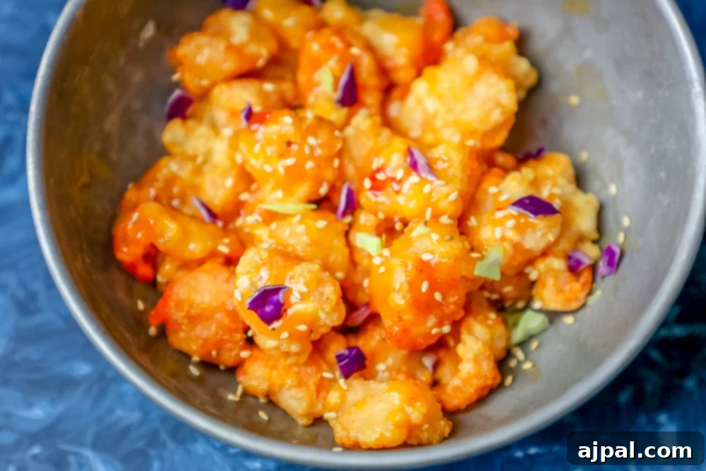 picture of bang bang fried shrimp with sesame seeds in a bowl