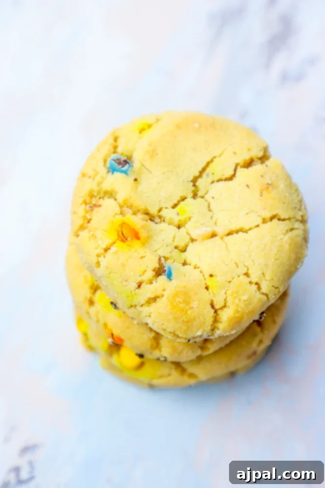 4 m&m peanut butter cookies stacked