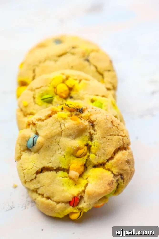 4 m&m peanut butter cookies stacked