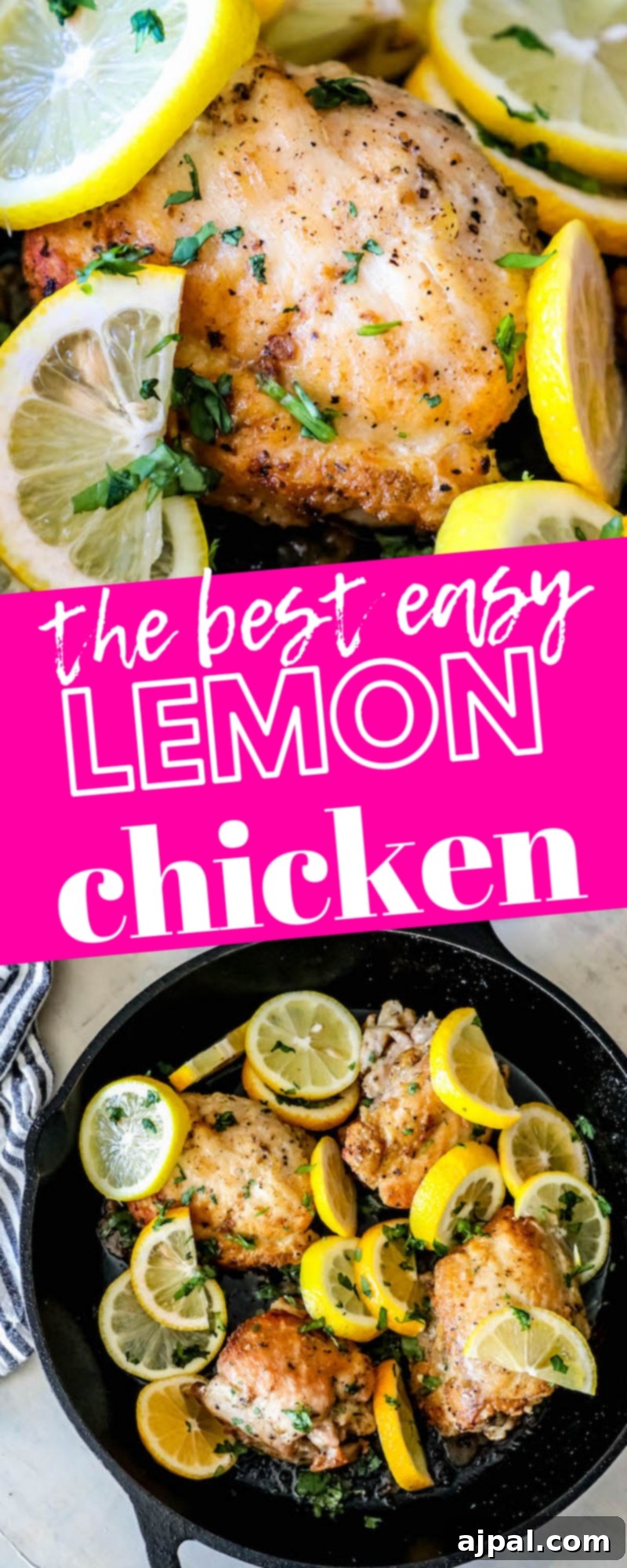 Zesty Lemon Chicken Perfection 9 skillets with baked chicken thighs and sliced lemons