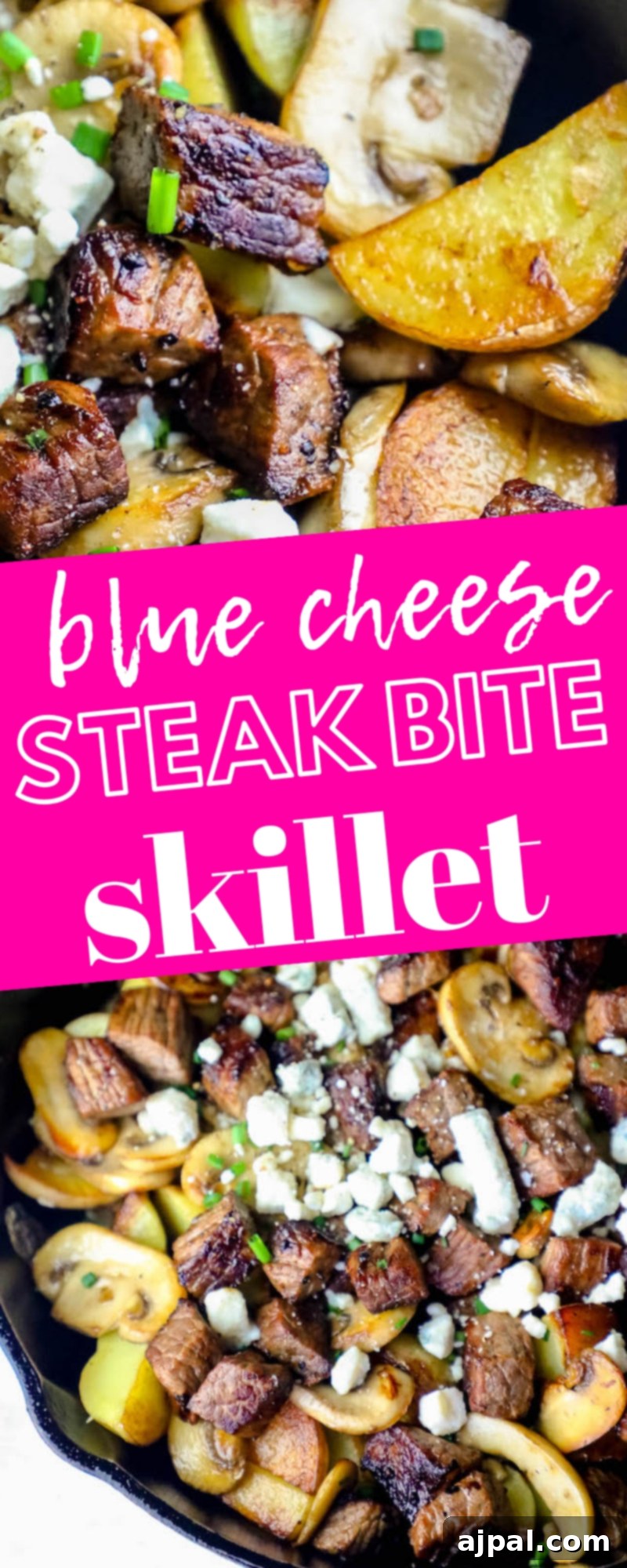 Savory Blue Cheese Steak and Potato Skillet 8 Blue Cheese Steak Bites and Potatoes Skillet