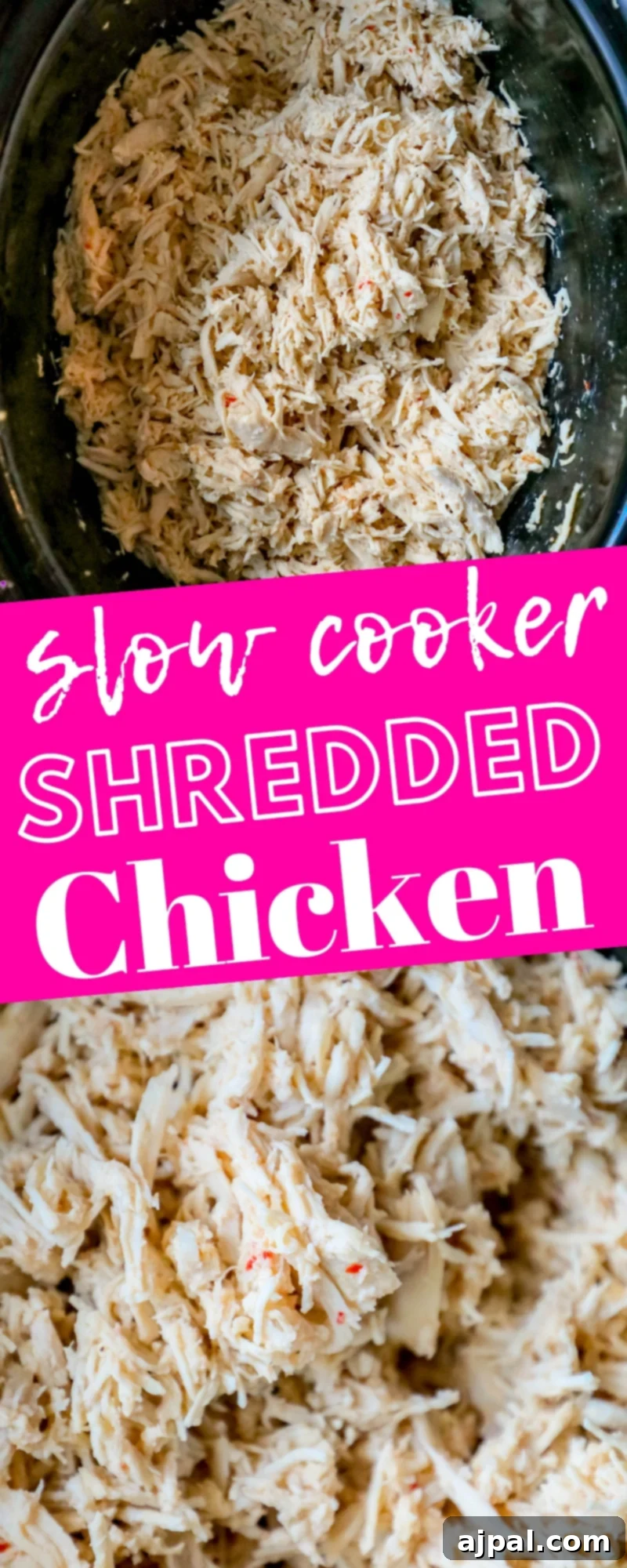 Tender, flavorful slow-cooked chicken.