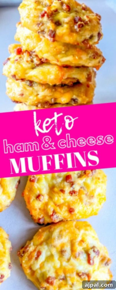 keto ham and cheese muffins in a stack and some laid out