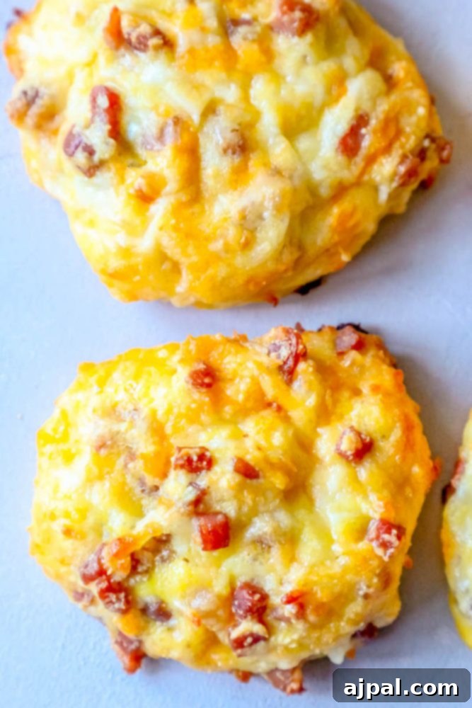 Closeup of the top of a baked keto ham and cheese roll.
