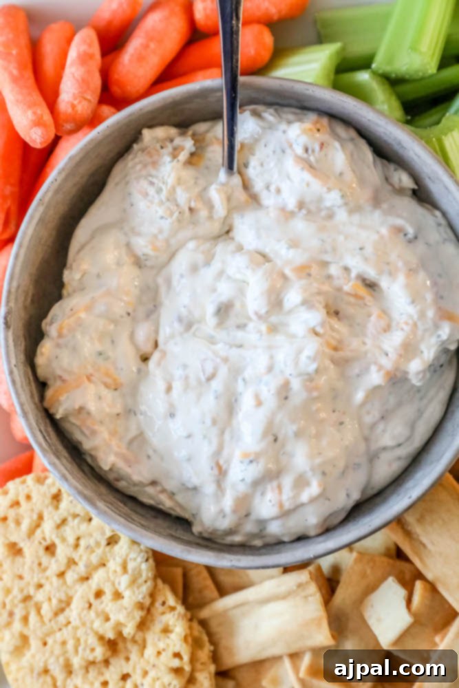 Quick Keto Bacon Cheddar Ranch Dip 3 A serving of Easy Keto Dip with fresh carrots and celery sticks for dipping